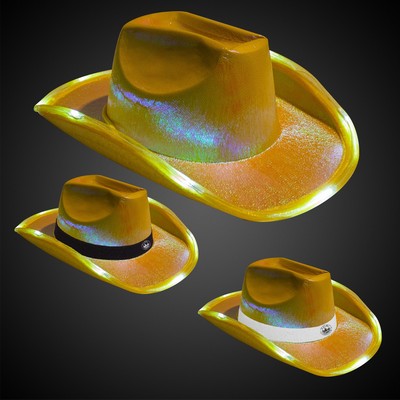 Yellow Iridescent Light Up Cowboy Hat(Blank)