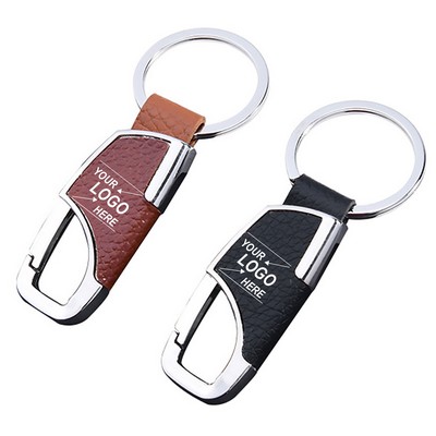 Luxury Stainless Steel and Leather Car Keychain