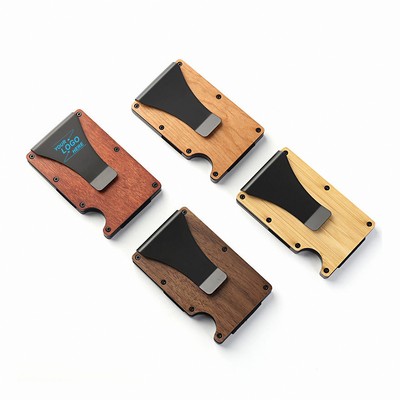 RFID Blocking Wood Wallet with Money Clip