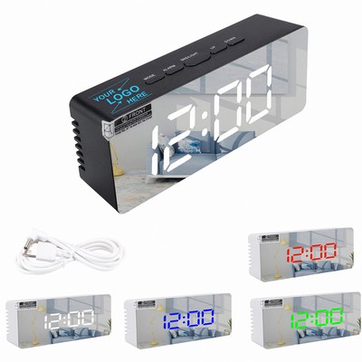 LED Alarm Clock with Bedside Mirror