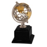 8.75" Gold/Silver Globe with Black Piano Finish Base