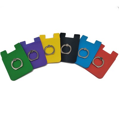 Silicone cell phone wallet card with Ring Grip