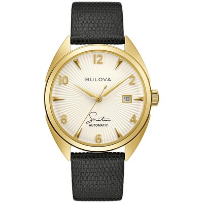 Bulova® Frank Sinatra Men's Mechanical Black Crocodile Strap w/Parchment Dial