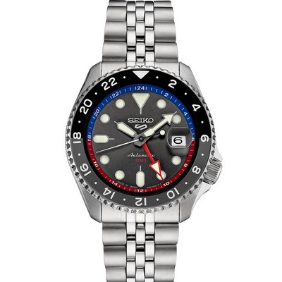 Seiko 5 Sports SS Automatic GMT Charcoal Gray Dial Watch