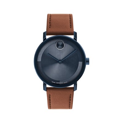 Movado Bold Evolution 2.0 Gentlemen's Navy Blue Watch w/Cognac Brown Leather Strap