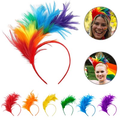 Pride Rainbow Feathers Headband