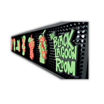 Custom Bar Mat - Heavy Duty Molded PVC/Vinyl Rail Matting - 14"x3.5"x.375" - Value