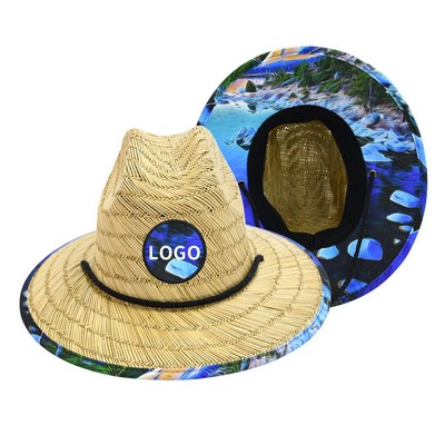 Straw Hat with Custom Embroidery Patch