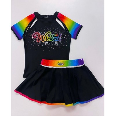 Dye-Sublimation Cheerleader Uniform Top and Skirt