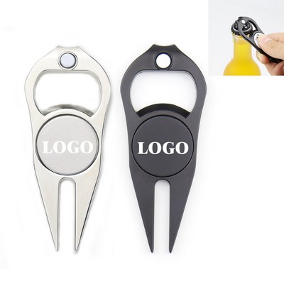 Durable Zinc Alloy Multi-Functional Divot Repair Tool with Ball Marker and Bottle Opener