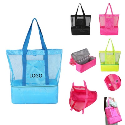 Foldable Beach Double Layer Mesh Tote Bag