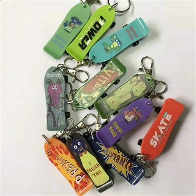 Full color process plastic skateboard key chain