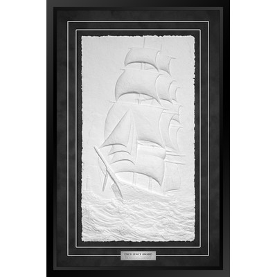 Into the Wind (Black/Black) - Cast Paper Sculptured Art - Shadowbox Award 21"x31.5"