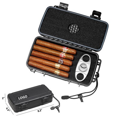 Portable Cigar Humidor with Built-in Cutter