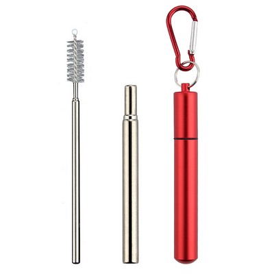 Telescope Stainless Steel Straw With Carabiner