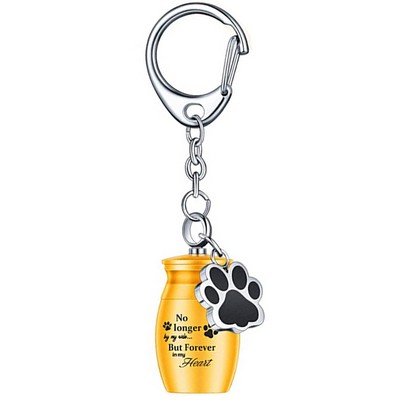 Alloy pet urn keychain minimalist dog paw pendant accessory