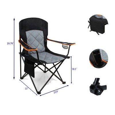 Lumbar Support 350 Lbs Fully Padded Oversized Camping Chair with Cup Holder