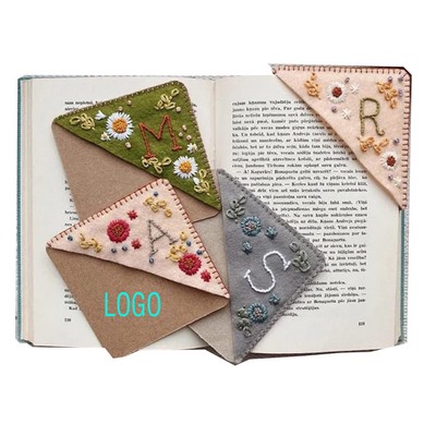 Personalized Hand Embroidered Corner Bookmark