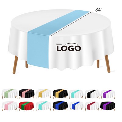 84 Inches Round Satin Table Cloth Round Plastic Tablecloths Set Disposable Round Table Cover