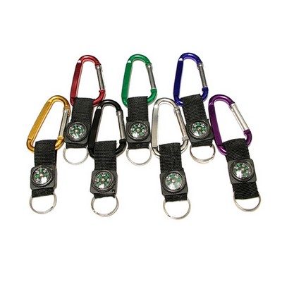 Multi-Functional Carabiner Strap Key Chain with Built-in Compass