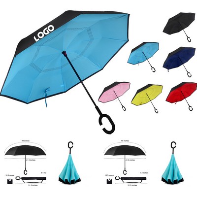 Windproof Double Layer Folding Inverted Umbrella