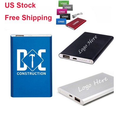 Free Shipping Aluminum Slim Power Bank 5000mah