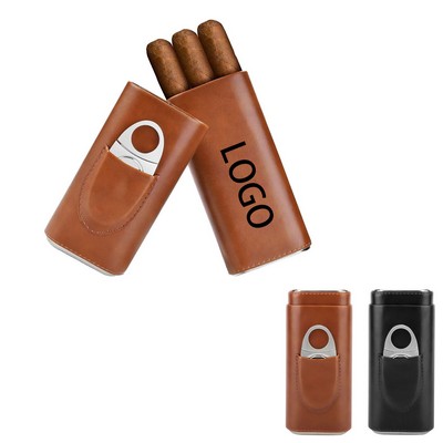 3- Finger Leather Cigar Case With Cutter