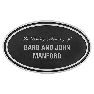 Silver/Black Oval Cast Aluminum Sign with 24" Aluminum Rod