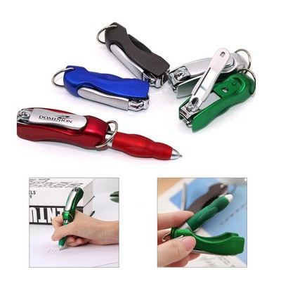 Folding Ballpoint Pen with Nail Clipper