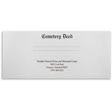 Cemetery Deed Standard Design Document Wallet Style Folde