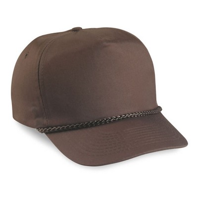 5 Panel Cotton Twill Cap W/ Half-Moon 3 3/4" Structured Crown