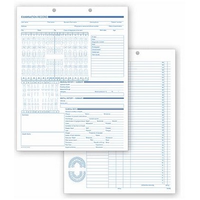 Dental Exam Record w/ Anatomic Diagram (Vertical)