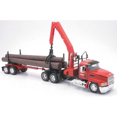 1:32 Scale 23"x 3.75" Die Cast Replica Mack Tractor And Log Trailer (u)