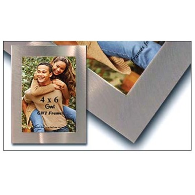 Brush Silver Photo Frame w/Velvet Backing & Easel (8"x10")