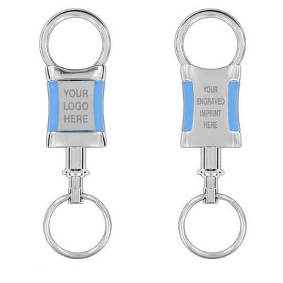 Rectangular Key Chain with Metal and Blue Acrylic (Domestic Production)