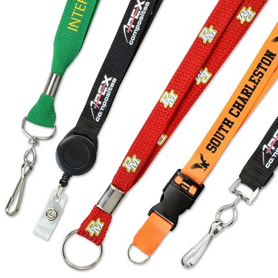 5/8" Custom Silkscreen Flat-Ribbed Polyester Lanyards