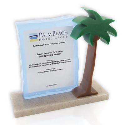 Rectangle Plaque & Palm Tree Embedment/Award/Paperweight