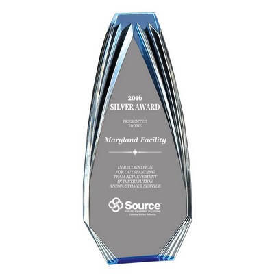 Blue Diamond Obelisk Award w/ Mirror Bottom & Reflective Top (3 1/2"x8")