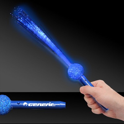 15" Blue LED Flashing Fiber Optic Wand