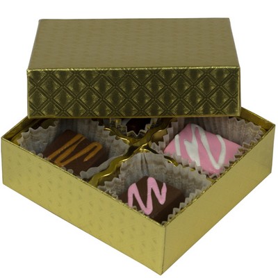 Gold Diamond Foil Collection Candy Box (3 1/2"x3 1/4"x1 1/8")