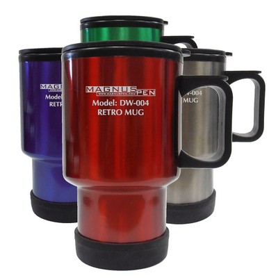 14 Oz. Sculptured Stainless Steel Dbl Wall Insulated Travel Mug (3-5 Days)