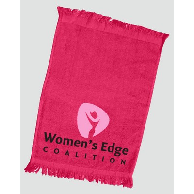 T100 Fingertip Fringed Towel 11x18 Hot Pink - (Printed)