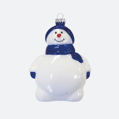 5" Glass Snowman Ornaments with Custom Imprint