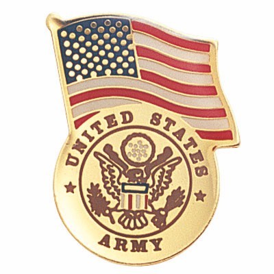 1-1/8" U.S. Army & American Flag Etched Enameled Pin