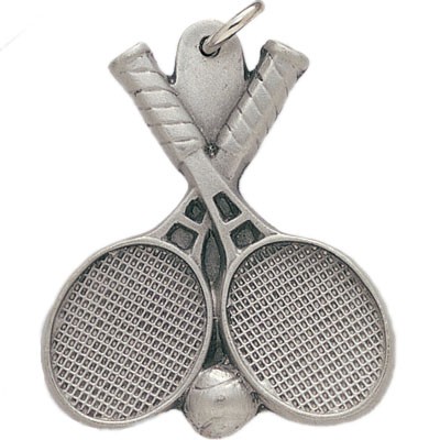 Tennis Rackets Pewter Silver Key Chain