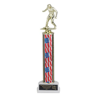 12 ½" Single Column Stars & Stripes Trophy - Takes Figure