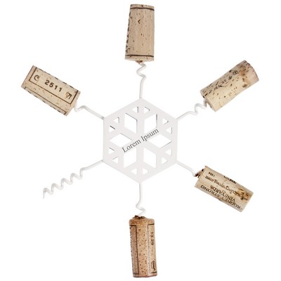 Stainless Steel Snowflake Cork Trivet w/White Enamel Finish