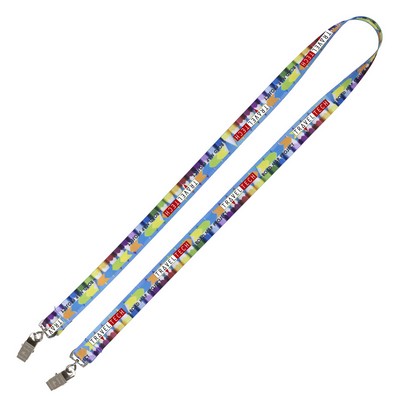 "OWEN" 3/4" Width Dual Attachment Super Soft Polyester Multi-Color Sublimation Lanyard