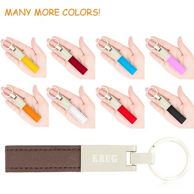 Staple Leather Strap Chrome Keychain