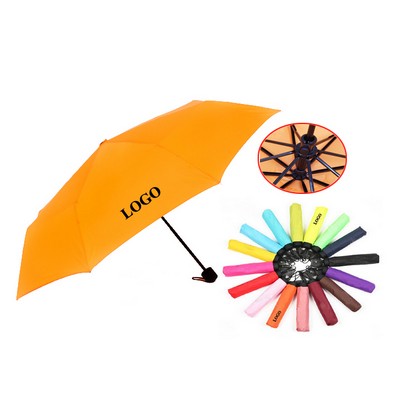 Three Fold Compact Umbrella With Pouch